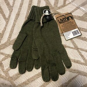 LiViTY Green Digi Access Knit Gloves With Cuffs - Hemp & Wool